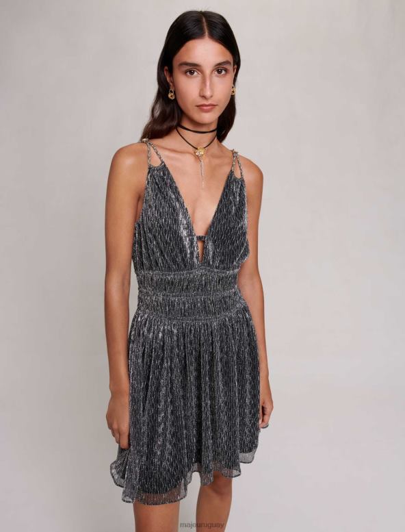 Maje vestido corto plateado ropa plata mujer 2J08B71