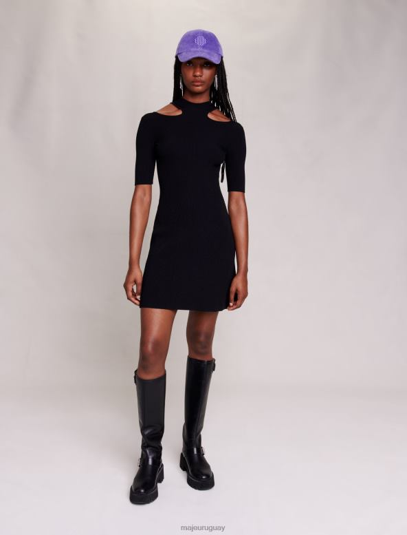 Maje vestido corto recortado ropa negro mujer 2J08B27