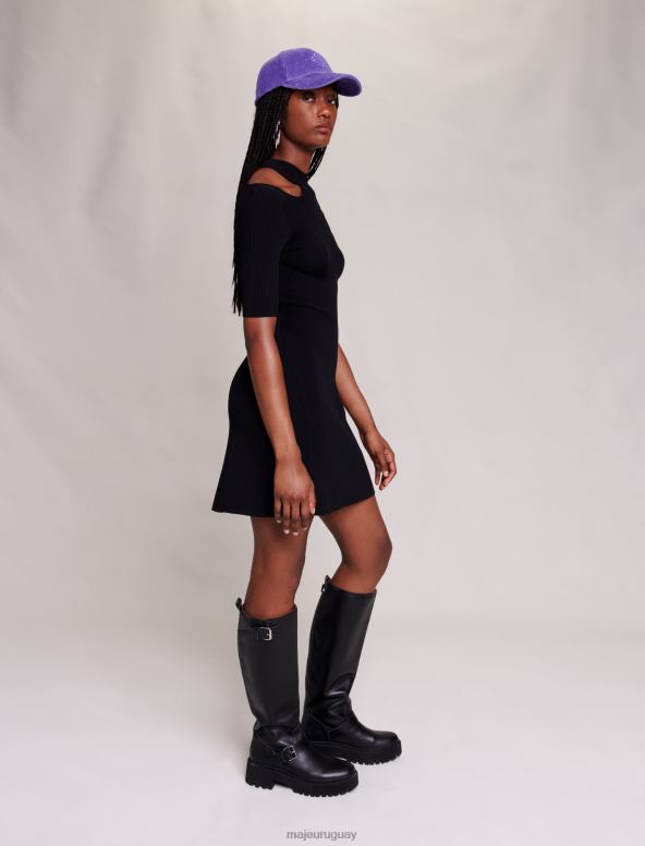Maje vestido corto recortado ropa negro mujer 2J08B27