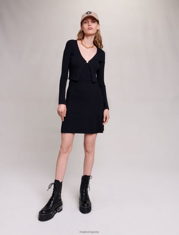 Maje vestido de punto 2 en 1 ropa negro mujer 2J08B5
