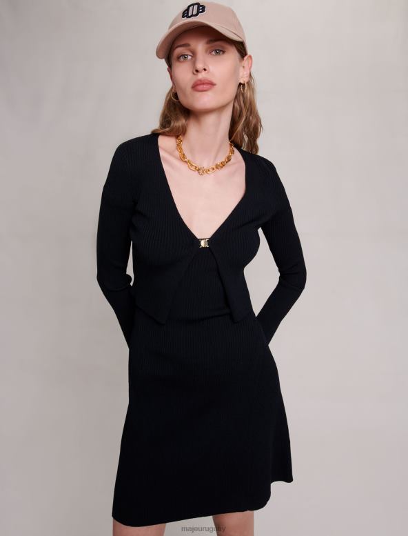 Maje vestido de punto 2 en 1 ropa negro mujer 2J08B5