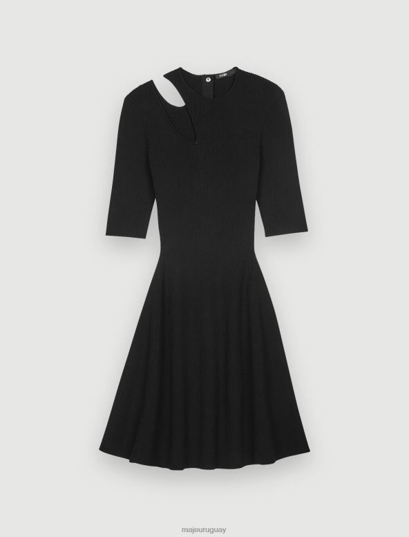 Maje vestido de punto con abertura en el hombro ropa negro mujer 2J08B426