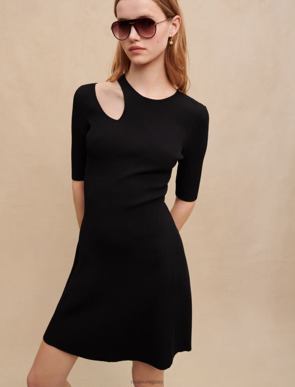Maje vestido de punto con abertura en el hombro ropa negro mujer 2J08B426