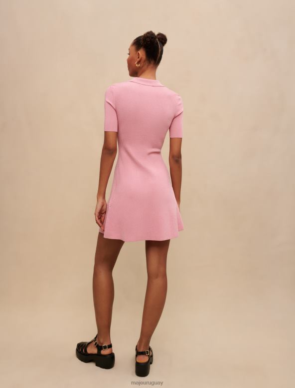 Maje vestido de punto de canalé brillante ropa Rosa palido mujer 2J08B2