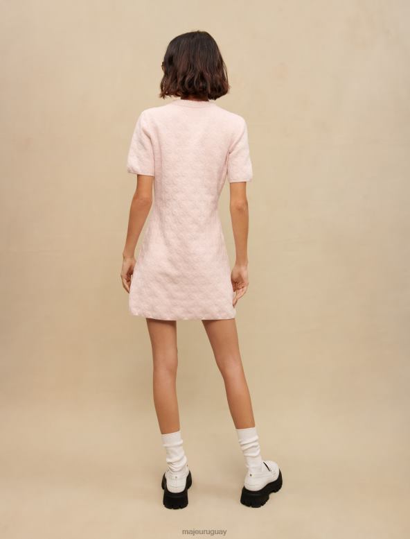 Maje vestido de punto texturizado ropa rosa mujer 2J08B332