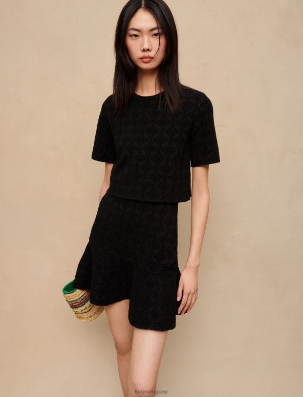 Maje vestido de punto trompe l'oeil de jacquard ropa negro mujer 2J08B109