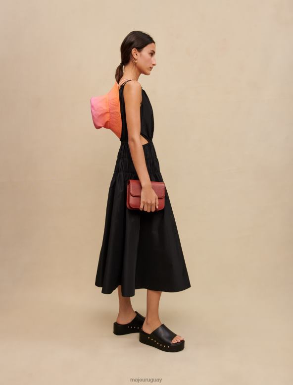 Maje vestido de tafetán con abertura en la cintura ropa negro mujer 2J08B106