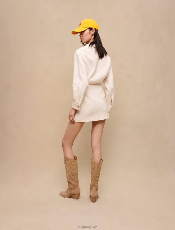 Maje vestido de tweed texturizado con abertura delantera ropa crudo mujer 2J08B111