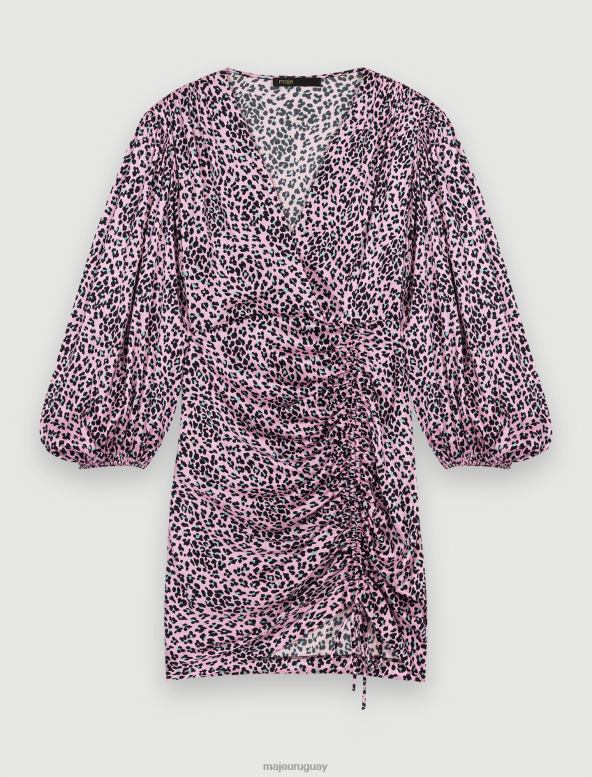 Maje vestido drapeado con estampado de leopardo ropa leopardo rosa claro mujer 2J08B369