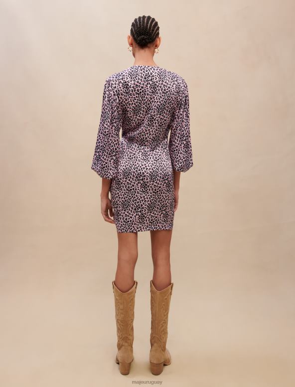 Maje vestido drapeado con estampado de leopardo ropa leopardo rosa claro mujer 2J08B369