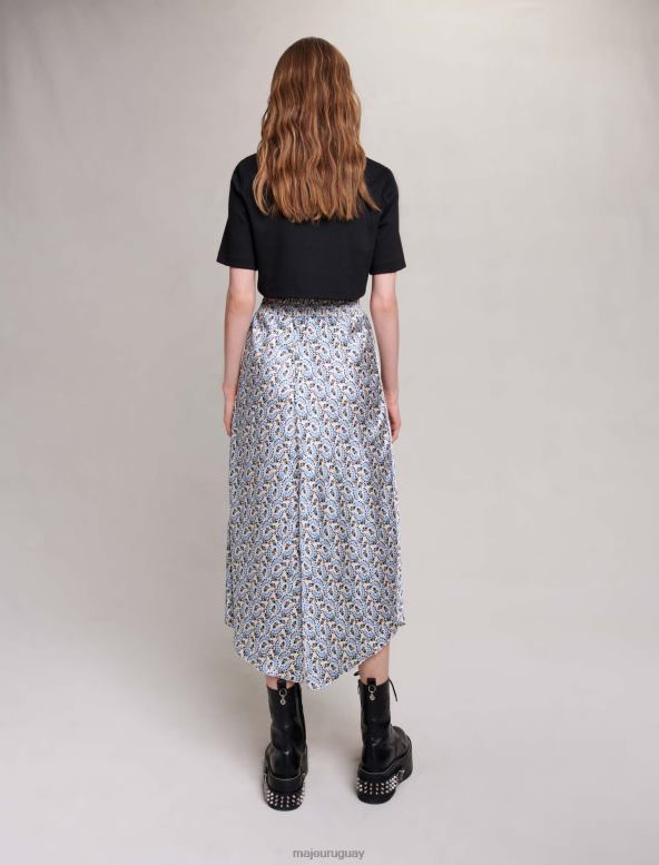 Maje vestido floral 2 en 1 ropa crudo/azul lirio de los valles mujer 2J08B436