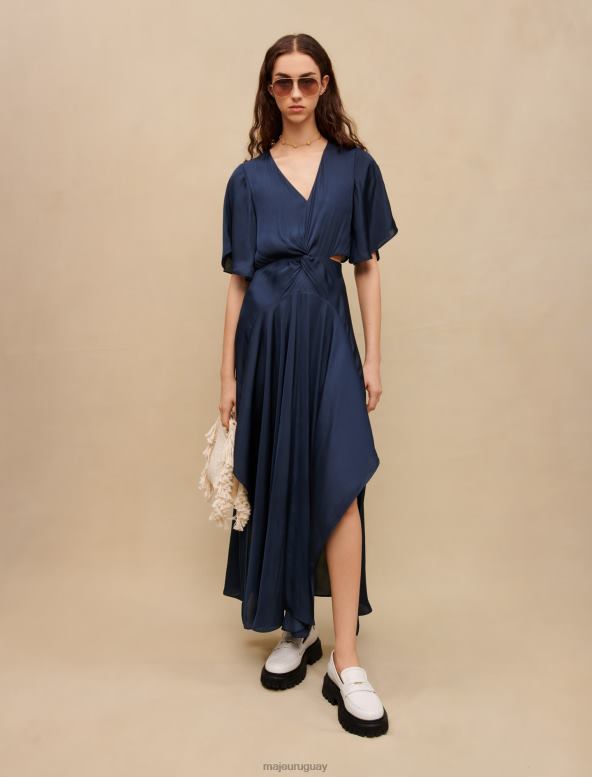 Maje vestido fluido de satén con pañuelo ropa Armada mujer 2J08B110