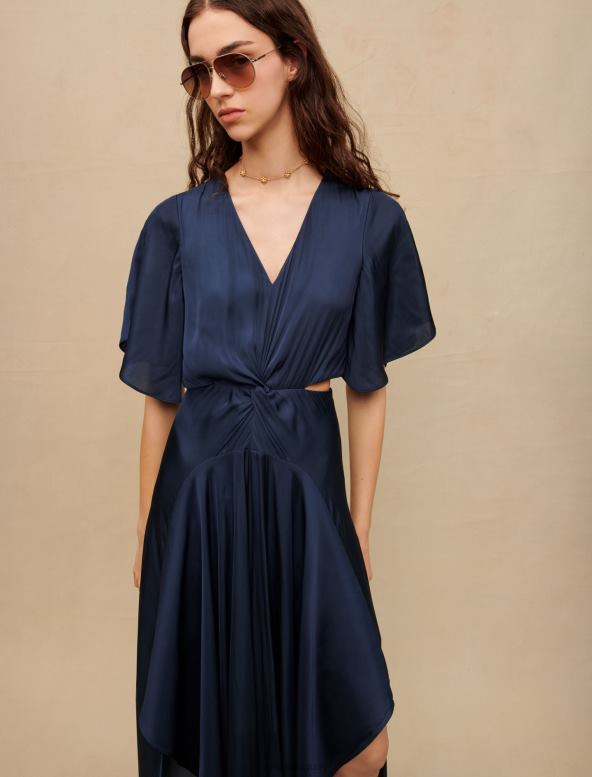 Maje vestido fluido de satén con pañuelo ropa Armada mujer 2J08B110