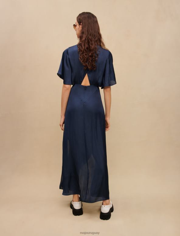 Maje vestido fluido de satén con pañuelo ropa Armada mujer 2J08B110