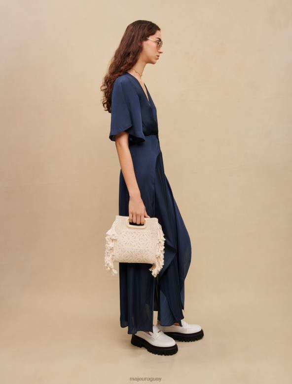 Maje vestido fluido de satén con pañuelo ropa Armada mujer 2J08B110