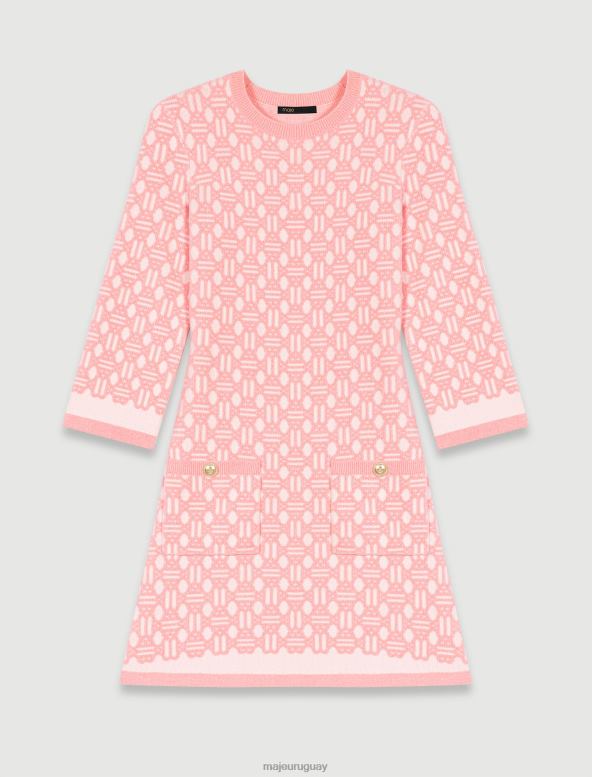 Maje vestido jacquard ropa rosa mujer 2J08B411