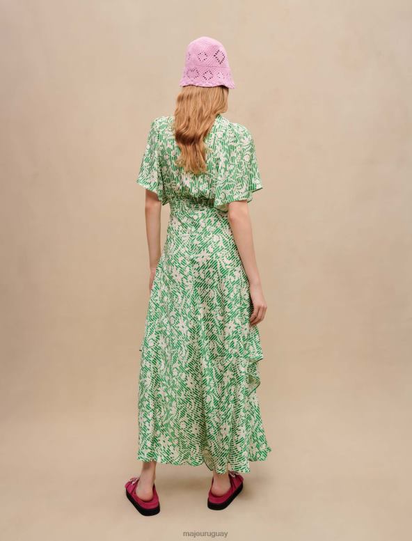 Maje vestido largo asimétrico ropa imprimir verde onírico mujer 2J08B178