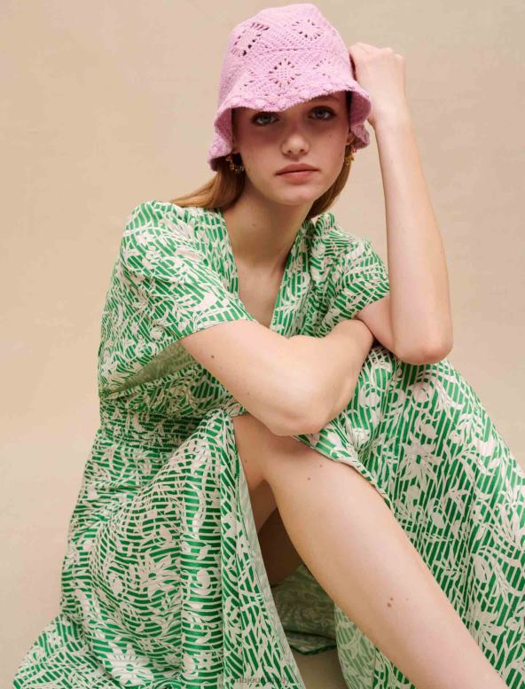 Maje vestido largo asimétrico ropa imprimir verde onírico mujer 2J08B178