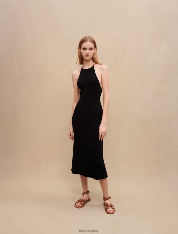Maje vestido largo con detalle de cadena ropa negro mujer 2J08B190