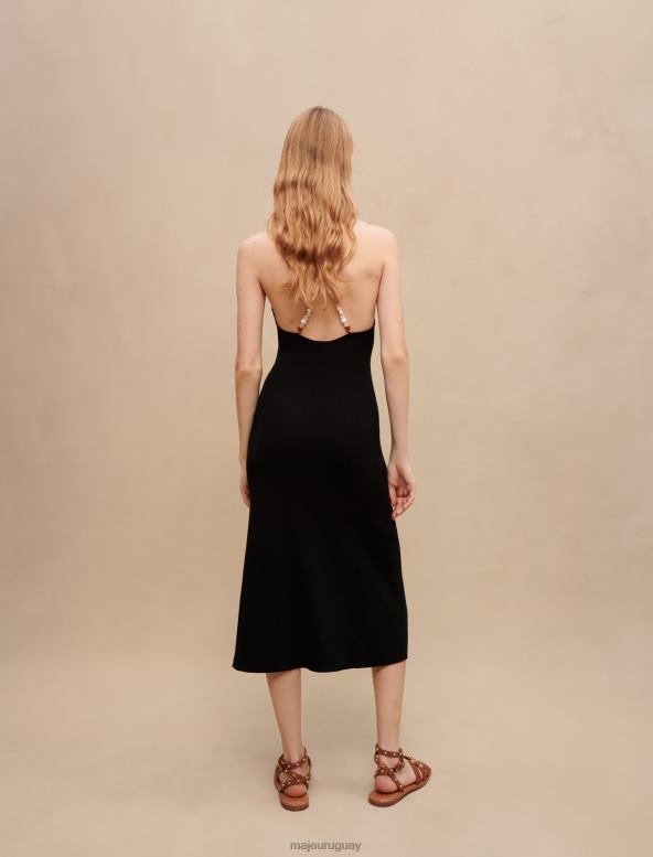 Maje vestido largo con detalle de cadena ropa negro mujer 2J08B190