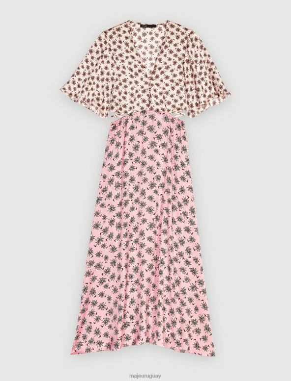 Maje vestido largo con estampado de palmeras ropa mezclar palma rosa mujer 2J08B188