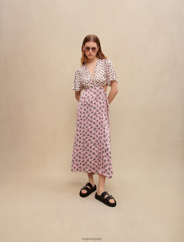 Maje vestido largo con estampado de palmeras ropa mezclar palma rosa mujer 2J08B188