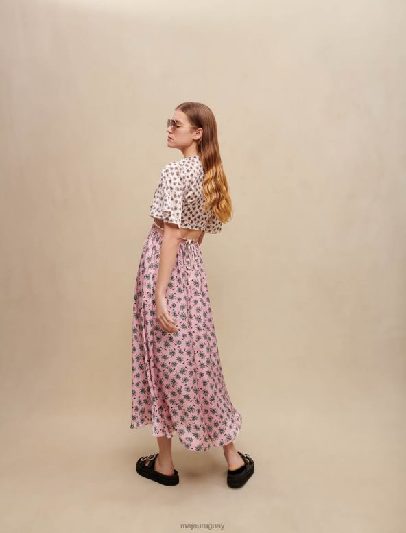 Maje vestido largo con estampado de palmeras ropa mezclar palma rosa mujer 2J08B188