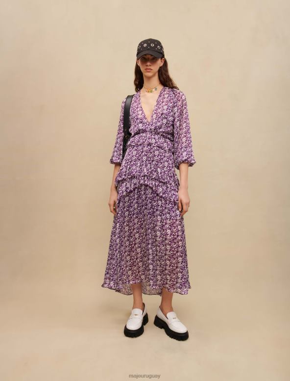 Maje vestido largo con estampado floral ropa de ensueño mujer 2J08B261