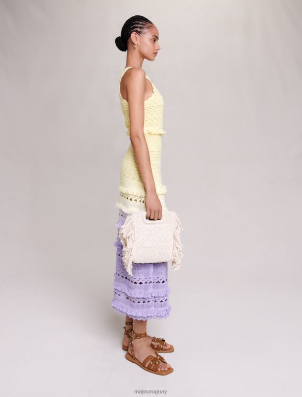 Maje vestido largo de punto de crochet ropa amarillo mujer 2J08B159