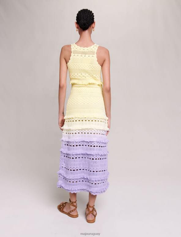 Maje vestido largo de punto de crochet ropa amarillo mujer 2J08B159