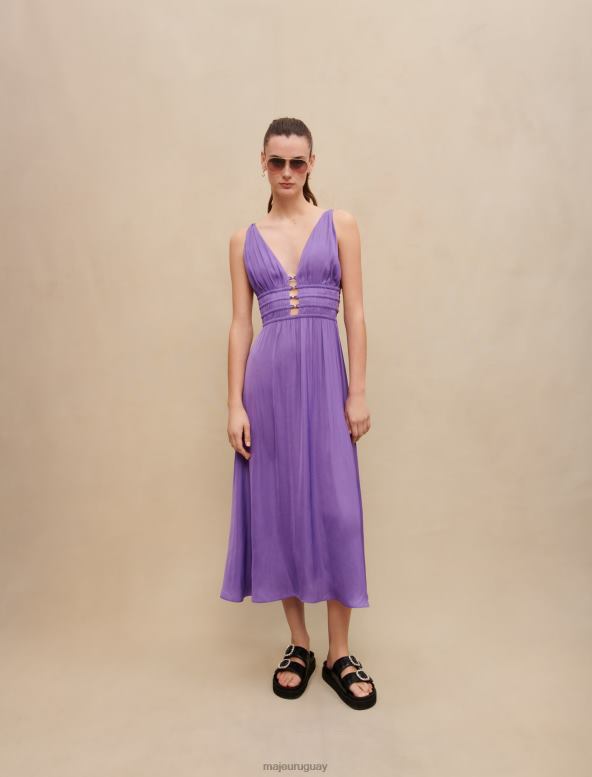 Maje vestido largo de satén ropa púrpura mujer 2J08B157