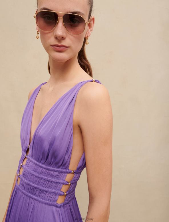 Maje vestido largo de satén ropa púrpura mujer 2J08B157
