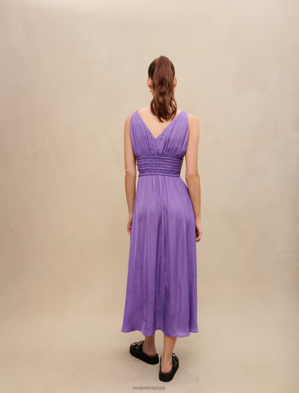 Maje vestido largo de satén ropa púrpura mujer 2J08B157