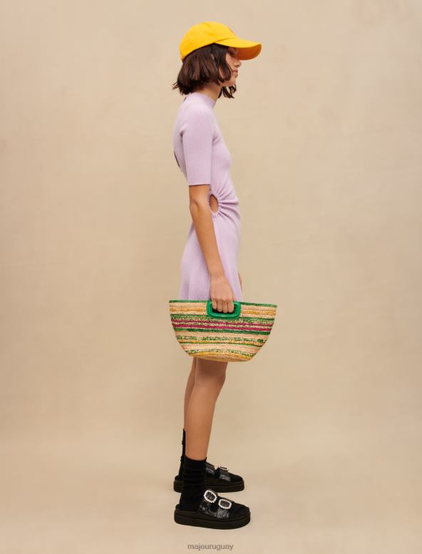 Maje vestido malva punto calado ropa violeta de parma mujer 2J08B336