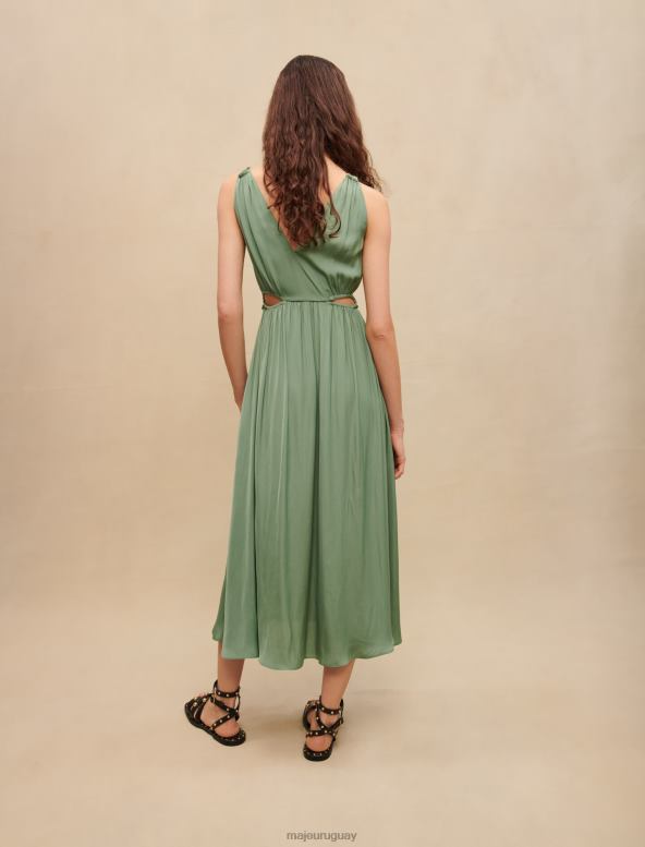 Maje vestido midi calado ropa verde mujer 2J08B254